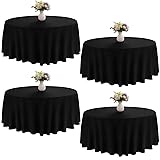 JALANCY 4 Pack Round Tablecloth 90 Inch Black