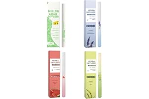 4PCS Herbal Diffuser Pens with Mullein, Portable Aromatherapy Inhaler for Lung Detox and Oral Air Freshening, Thyme and Mint 