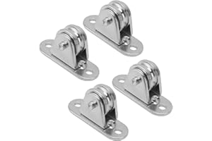 4 Pcs Small Pulley Block, Stainless Steel Silent Pulley, Wheel Diameter 1in Duplex Bearing Heavy Duty 176 Lb Fixed Pulley Blo