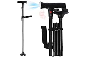ZIYIZE Cane Hero Walking Cane, Ready Walker Cane with Light and Alarm, Smart Walking Cane for Women, Adjustable Suitable for Arthritis Disabled and Elderly, with Cushioned T Handle and Swivel Four Pedestal