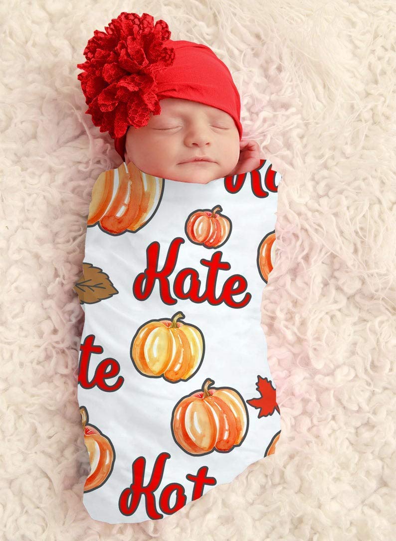 pumpkin swaddle blanket