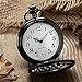 Powshop Vintage Stainless Quartz Pocket Watch with 14.8'' Chain Classic Sculptured Fob Pocket Watch (Black)