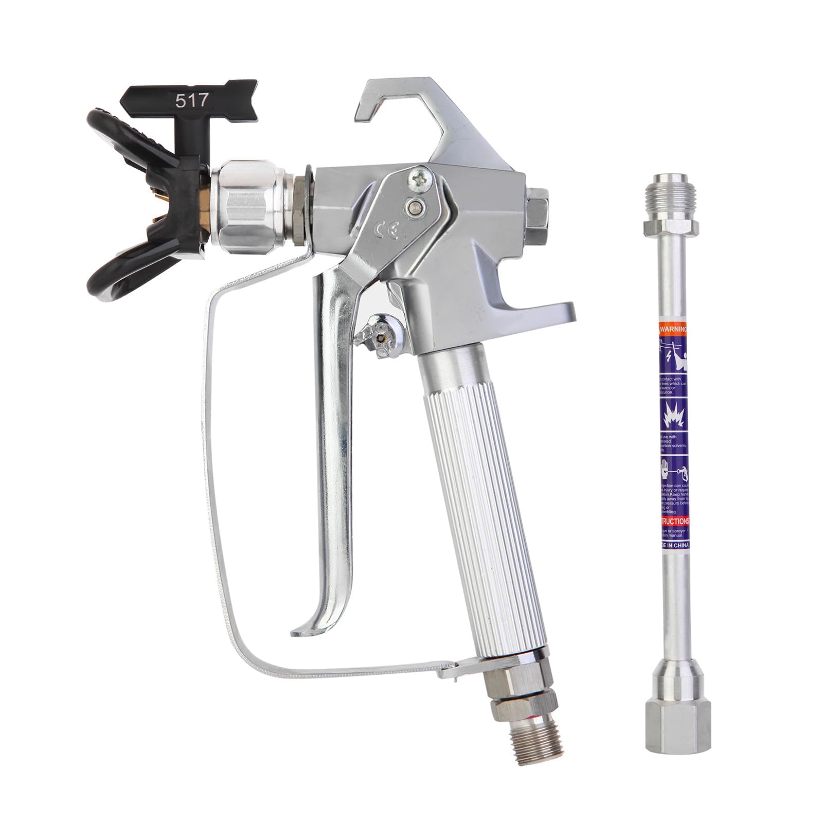 Photo 1 of DUSICHIN Airless Paint Spray Gun High Pressure 3600 PSI with Reversible 517 Nozzle Tip Guard and 10 inches Extension Pole for Airless Spraying Machine Paint Accessories DUSG5