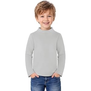 Haloumoning Toddler Baby Boy Mock Neck Long Sleeve Soft Thermal Shirt 9M-8Y | Soft Warm Layer Shirts, Turtleneck Pullover Top
