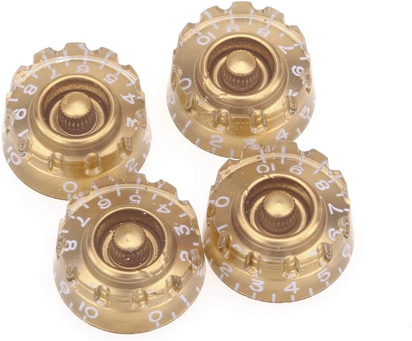 Musiclily Pro Imperial Inch Size Knurled Control Speed Knobs Compatible with USA Made Les Paul Style Electric Guitar,Gold (Set of 4)