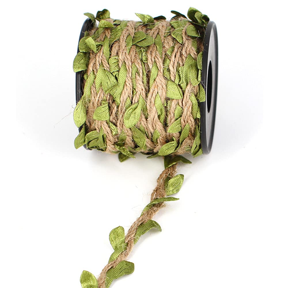 10 Metres Artificial Leaves Boxwood Garland Leaf Jute String Garden Craft Decorative Cord Garland Leaf Ribbon Wall Decoration for Wedding Christening Party Decoration DIY Arts Garden String Green