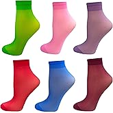 MALVA 6 Pairs Women’s Sheer Ankle High Socks, Sheer Colored socks women 30Den