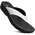 AEROTHOTIC Arch Support Flip Flops for women Stylish Cushioned Padded Straps with Soft Toe Post Slip on Footwear Dressy Travel Recovery Outdoor Comfortable Walking Women Sandals