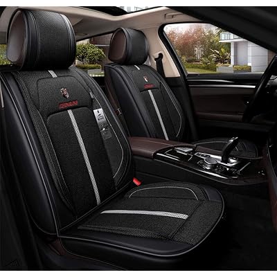 Luxurious Car Seat Cover,Airbag Compatible Universal Full Set PU Leather Dacron Fabric,Front and Rear Car Seat Cushion 6pcs for Honda Civic Accord