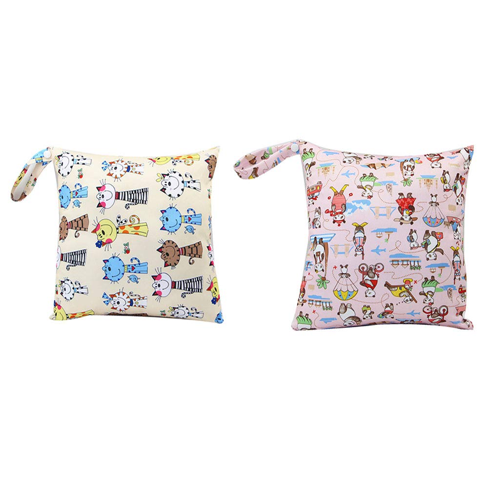 Wet Dry Bag, Hanging Diaper Storage Bag,Baby Diaper Bag Waterproof Zipper Bag Washable Reusable Baby Cloth Wet Bag for Traveling, Swimwear, Wet Or Dry Clothes Storage Bag 2pcs