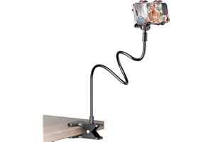 LENTOK Cell Phone Stand Holder for Bed Laying Down, Lazy Bracket, Gooseneck Phone Mount with Clamp Clip for Desk, Desk Tripod for iPhone, Compatible with iPhone 16/15/14/Pro Max Samsung Galaxy, Google Pixel