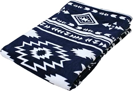 Amazon Co Jp タオルケット 綿100 シャーリング シングルサイズ オルテガ エスニック ネイティブ ネイビー ホーム キッチン