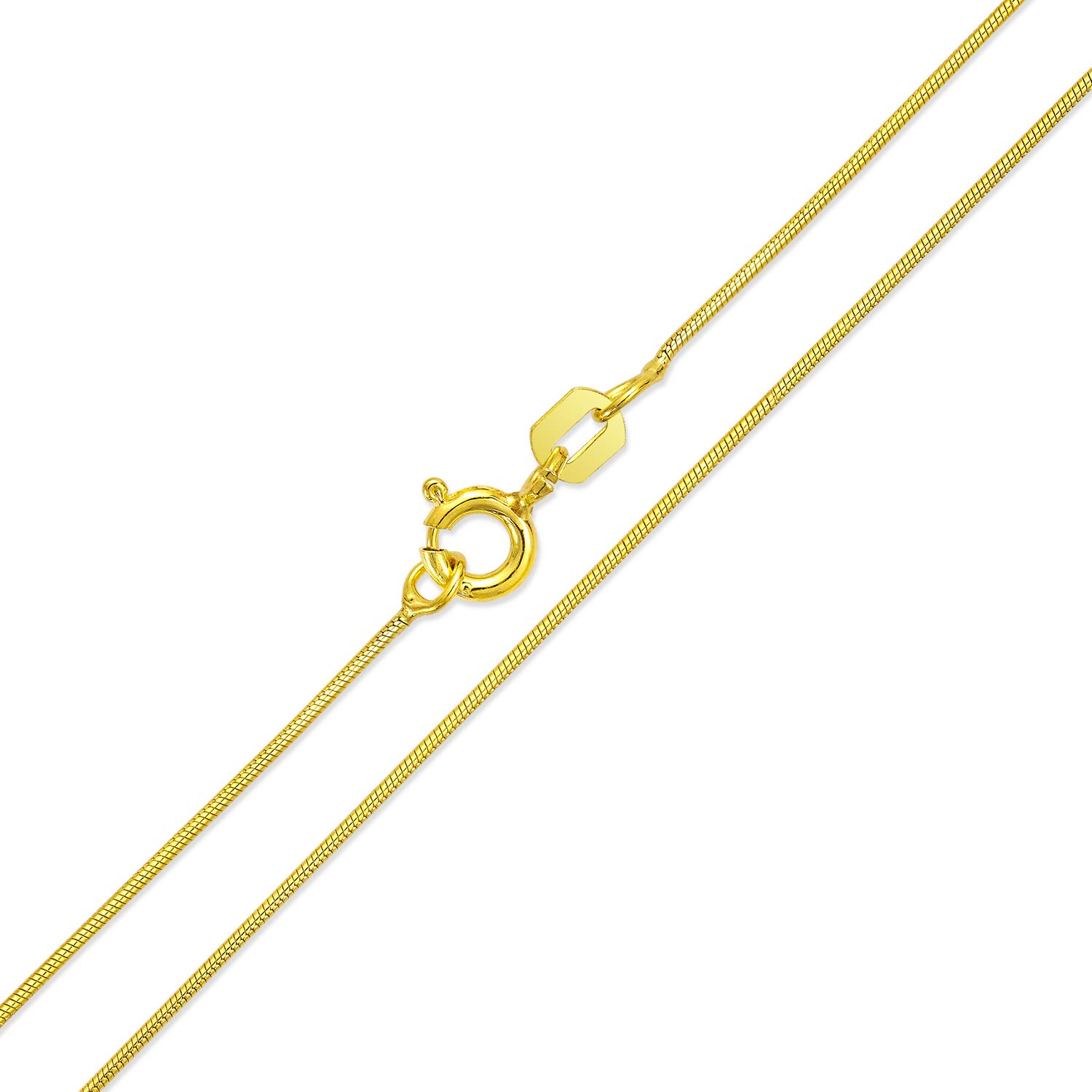 Bling Jewelry Flexible Strong 1MM Gold Plated .925 Sterling Silver Magic 8-Sided Snake Chain Necklace for Women and Men 18 Inch — image 1