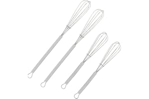 Wingsflying 4 Pack Mini Wire Kitchen Whisks Small Egg Whisk Gravy Sauce Mini Whisk Silver-Each of 2PCS 5 Inches and 7 Inches