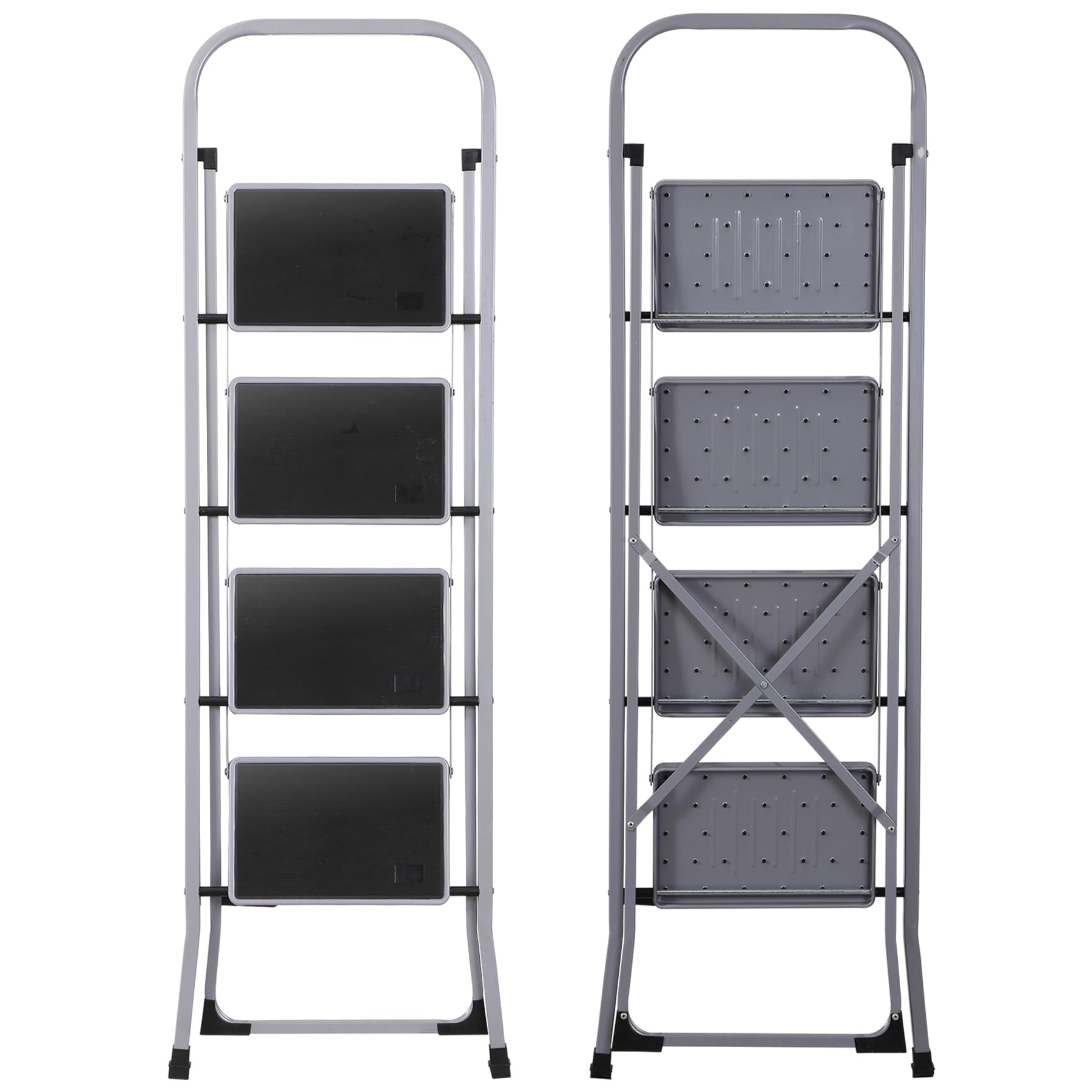 JungleA Step Ladder, Folding 4 Step Stool Ladder For Adult, W/Wide Anti ...