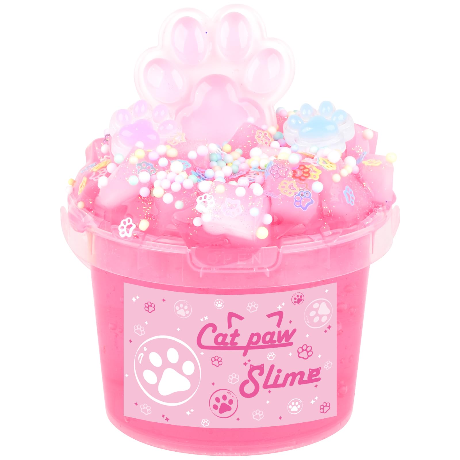 Pink Crunchy Cat's Paw Slime,Super Soft and Non-Sticky, Great for Birthday Gifts for Girl and Boys,Party Favors,Christmas Stocking Stuffers（300ml） — image 1