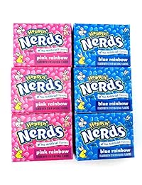 Sunny Island Nerds Wonka Candy - Minicardos de arcoíris con forma de Hoppin, tamaño divertido, color azul y rosa