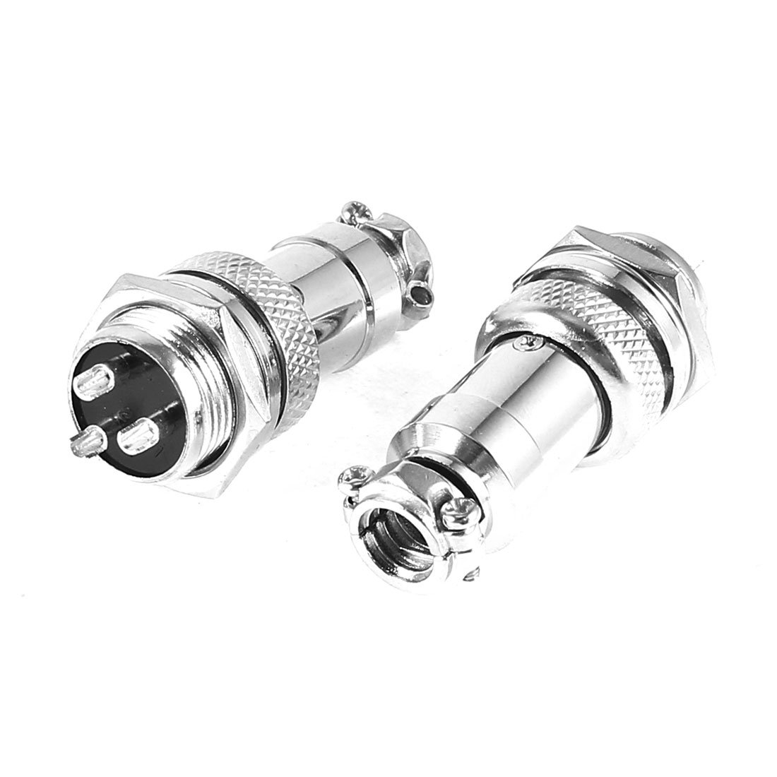sourcing map 2Pcs GX16-3 16mm 3P Male Female Aviation Connector 400V 5A