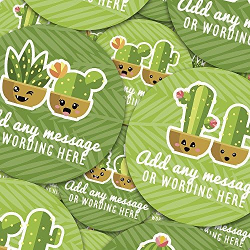 Graphic Flavor Adorable Cactus Plants Personalized Sticker Labels (12 Stickers @ 2.5" Inch) Ideal for Reward Treat Favor Party Bags Candy Cones Jars Gift Boxes Bottles Crafts