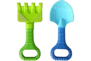 Baby Garden Teething Toys - Shovel & Rake Silicone Teethers for Babies 3-12 Months, Textures Chew Toys for Teething Relief & 