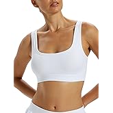 Omwilddo Ribbed U Back Sports Bra for Women Padded Cotton Blend Light Support Soft Yoga Bralette Moisture Wicking Cami