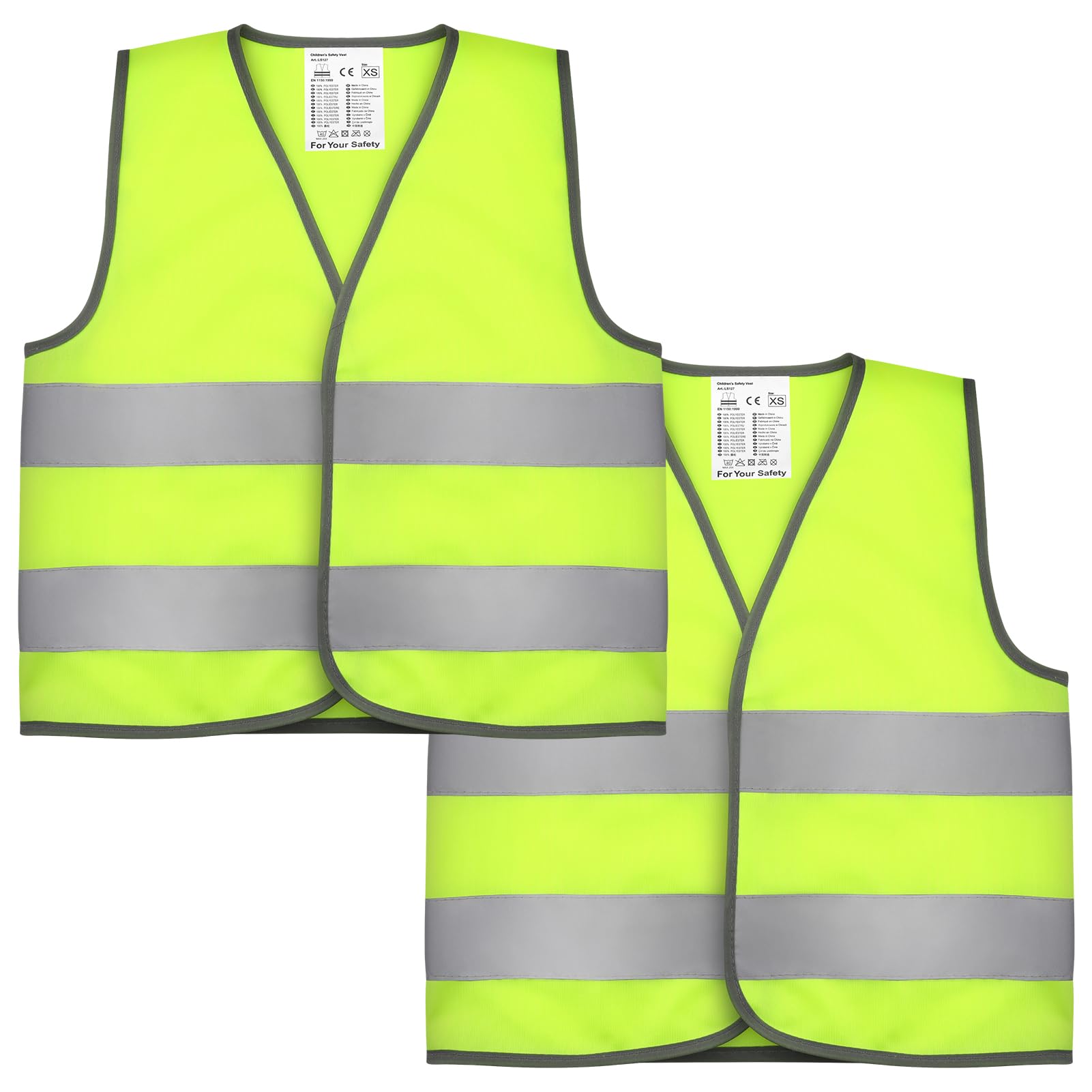 Firtink 2 Pieces Hi Vis Vests for Kids,High Visibility Reflective Safety Vest,High Vis Vest,Hi Safety Vests,High Vis Jacket with Reflective Strips for Kids Outdoorr (S)