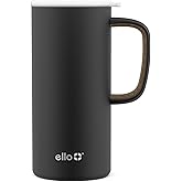 Ello Campy 18oz Stainless Steel Travel Mug with Handle and Leak Proof Lid | Vacuum Insulated Coffee Cup for Hot or Cold Drinks | Reusable, BPA Free | Gift for Coffee Lovers, Matte Black