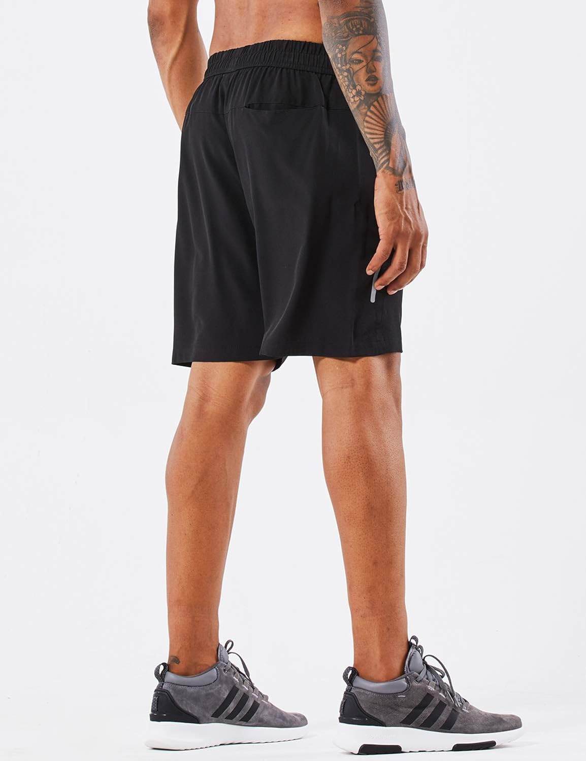 YAWHO Men's Workout Running Shorts Sports Fitness Gym Training Quick Dry Athletic Performance Shorts with Zip Pockets: Clothing