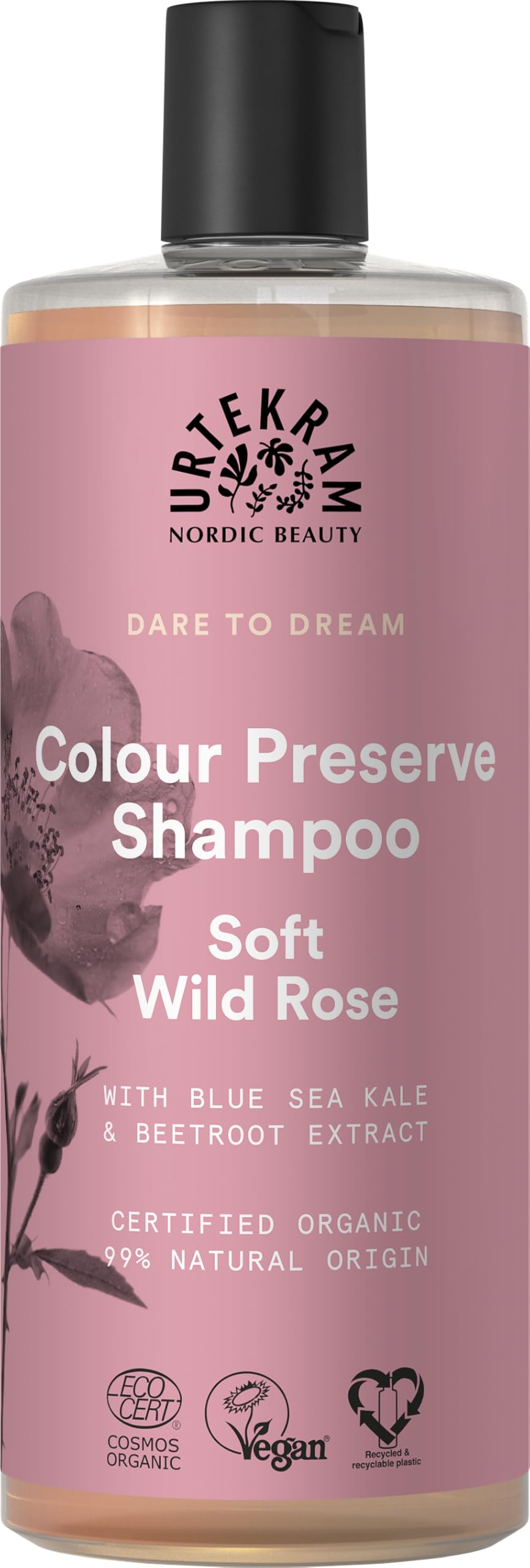 Urtekram Shampoo - Colour Preserve - Wild Rose - 500 ml, Vegan, Organic, Natural Origin