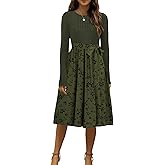 Womens Long Sleeve Knit Tops Boho Maxi Sweater Dress Tie Waist Elegant Fall Winter Dresses