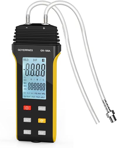 GOYERRNES GR-189A Digital Manometer Dual-Port Differential Pressure Gauge ±2psi
