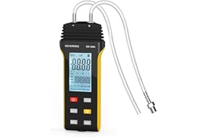GOYERRNES Manometer HVAC Gas Pressure Tester, Dual-Port Air Pressure Meter Gauge with Hose Kit, Measure Static & Differential