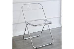 KAIHAOWIN Luxury Modern Transparent Folding Chair Acrylic Folding Chairs-Acrylic Ghost Stackable Crystal Seat-PC Plastic Living Room Seat-Chrome Frame Accent Side Chair (Clearing)