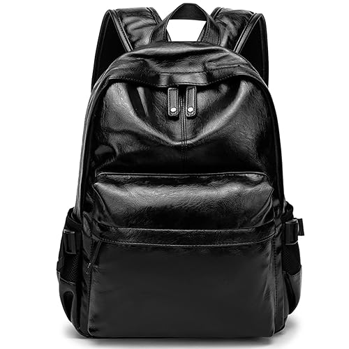 Leather Laptop Backpack for Men Women, School College Bookbag