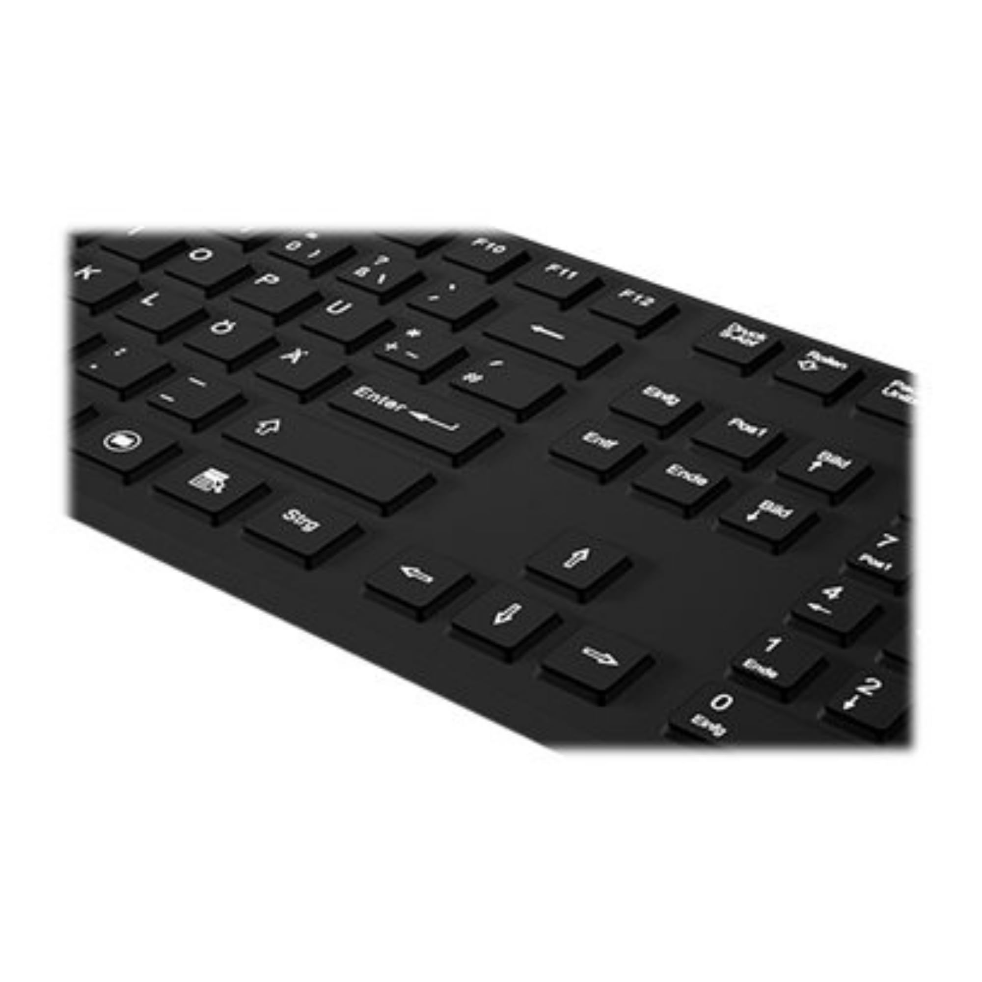 KeySonic KSK-8030 IN (US) Industrial Silicone Keyboard Eronomic Waterproof Antimicrobial Resistant Black