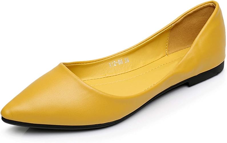 yellow leather flats womens