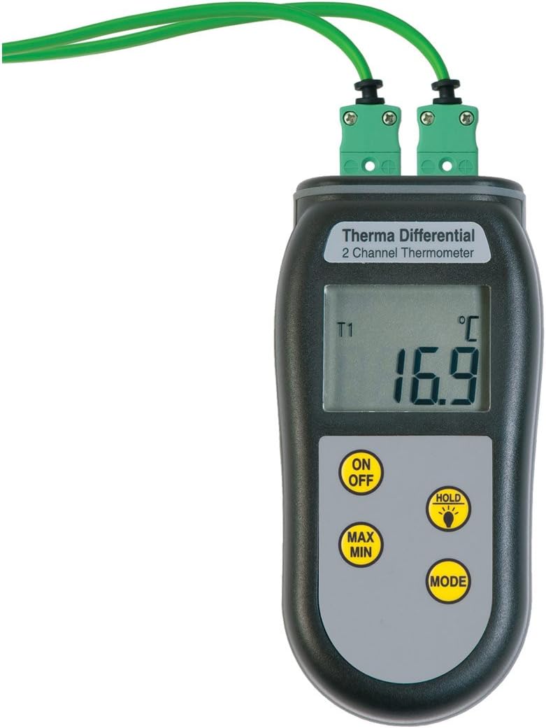 ETI Ltd Two channel Therma differential thermometer with two thermocouple pipe clamp probes