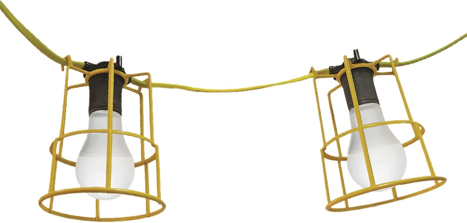 Faithfull FPPSLFESTLED 10 110v LED Bulb Festoon Light Set on 22M Arctic Cable (plus 3M to plug), Yellow