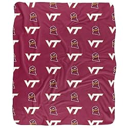Virginia Tech Blanket, 50"x60" Logo Pattern Silky