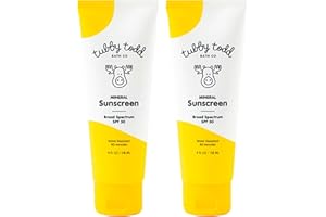 TUBBY TODD Mineral Sunscreen SPF 50 - Broad Spectrum Sunscreen Lotion for Kids - Water-Resistant for 80 Minutes - Safe for Sensitive Skin - Non-Greasy Feel - 2 Pack, 4 Fl Oz
