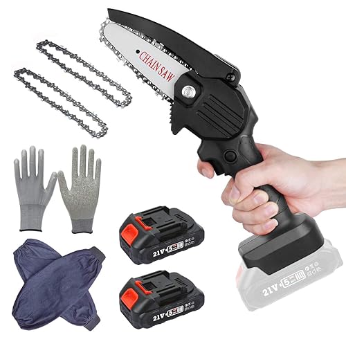 Mini Chainsaw Cordless, 4Inch Electric Portable Tree Saw with Brush