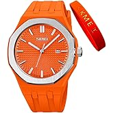 SKMEI Watches for Men Silicone Easy Read Waterproof Sport Casual Fashion Analog Quartz Luminous Fathers Gifts Black Wrist Watch