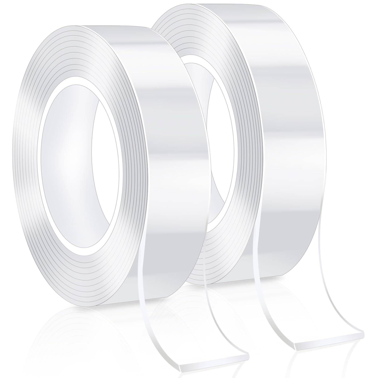 Bolatus 10m/32.8FT Double Sided Tape Heavy Duty, Strong Double Sided Sticky Tape, Double Sided Carpet Tape Clear Tape Nano Tape for Office Home Kitchen Party Car（2 Roll 5m）