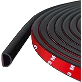Weather Stripping Door Seal Self Adhesive Weather Strip Silicone D Shaped Door Seal Strip for Door Frame/Window Seal, 20Ft, Black (3/8" W × 1/4" T)