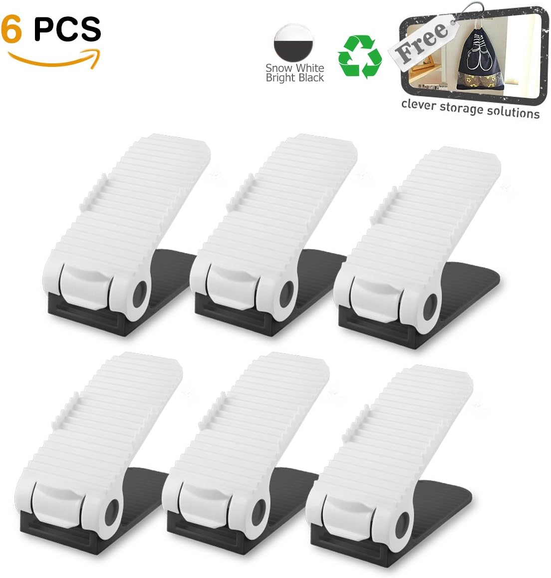 Lovne Shoe Slots - Adjustable Shoe Organiser - Shoe Stacker Holder Shoe Organizer Space Saver Rack Storage (6 PCS Shoe Organiser)