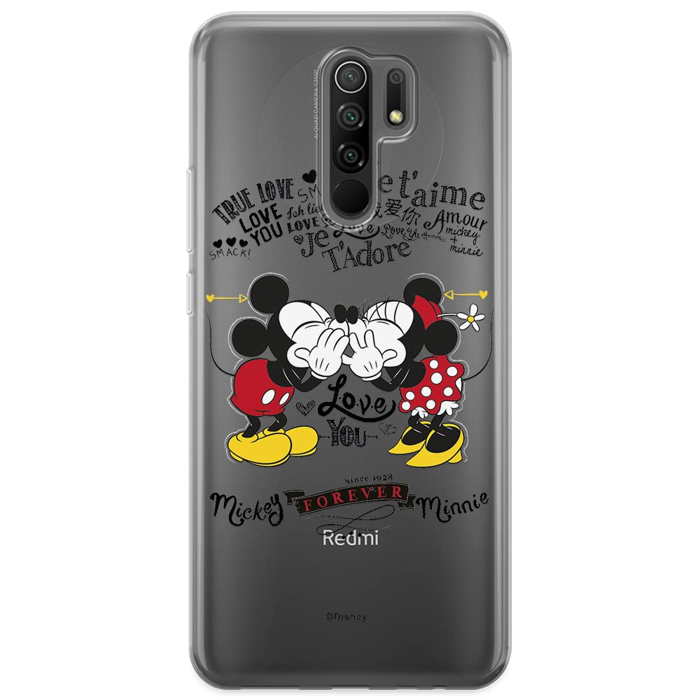 ERT GROUP mobile phone case for Xiaomi REDMI 9 original and officially Licensed Disney pattern Mickey & Minnie 005 optimally adapted to the shape of the mobile phone, partially transparent
