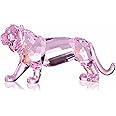 Crystal Tiger Figurine Animals Craft Home Decor Ornaments Collectible Birthday New Year Gifts (Pink)
