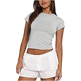 SOLY HUX Women's Short Sleeve Cropped T Shirts Crew Neck Slim Fitted Basic Tees Going Out Tops