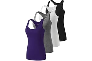 Star Vibe Racerback Workout Tank Tops for Women Basic Athletic Tanks Yoga Shirt Sleeveless Exercise Tops 4 Pack