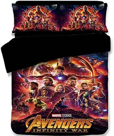 AMTAN 3D Marvel Avengers Duvet Cover Set Spider-Man Iron-Man Best Gifts for Movie Funs 100% Microfiber Bedding Children Cartoon 3-Piece Bet Set 1Duvet Cover 1Pillowshams King Queen Full Twin